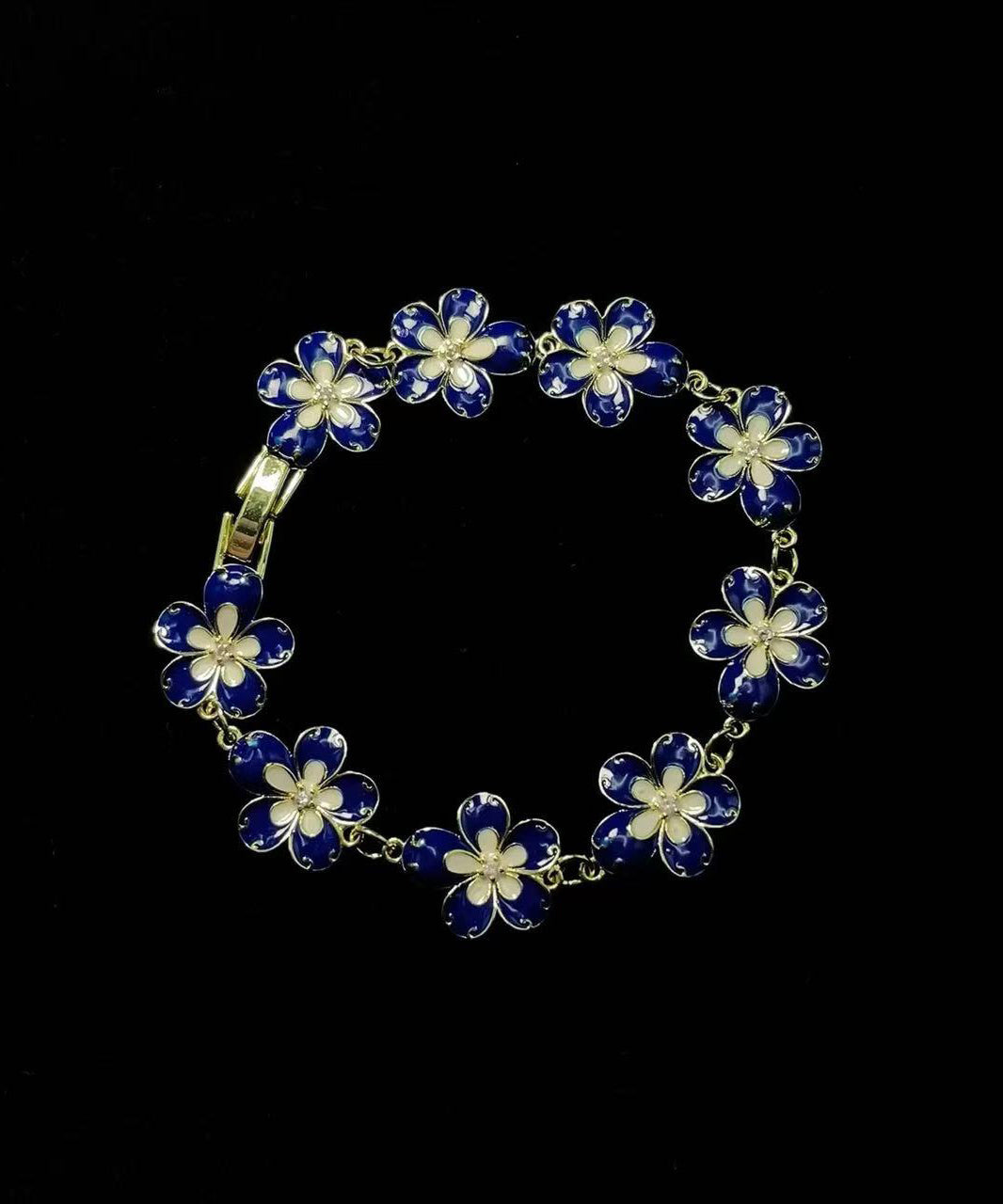 Stylish Pink Floral Gold Plated Chain Bracelet - Omychic