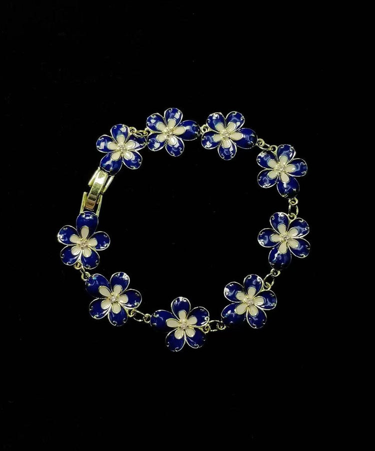 Stylish Pink Floral Gold Plated Chain Bracelet - Omychic