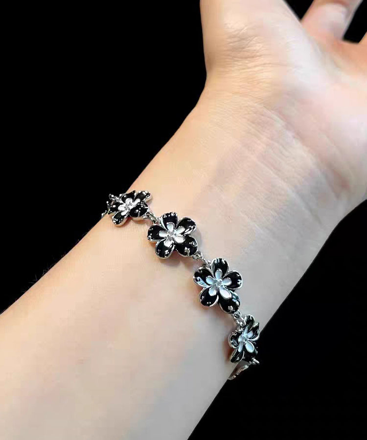 Stylish Pink Floral Gold Plated Chain Bracelet - Omychic