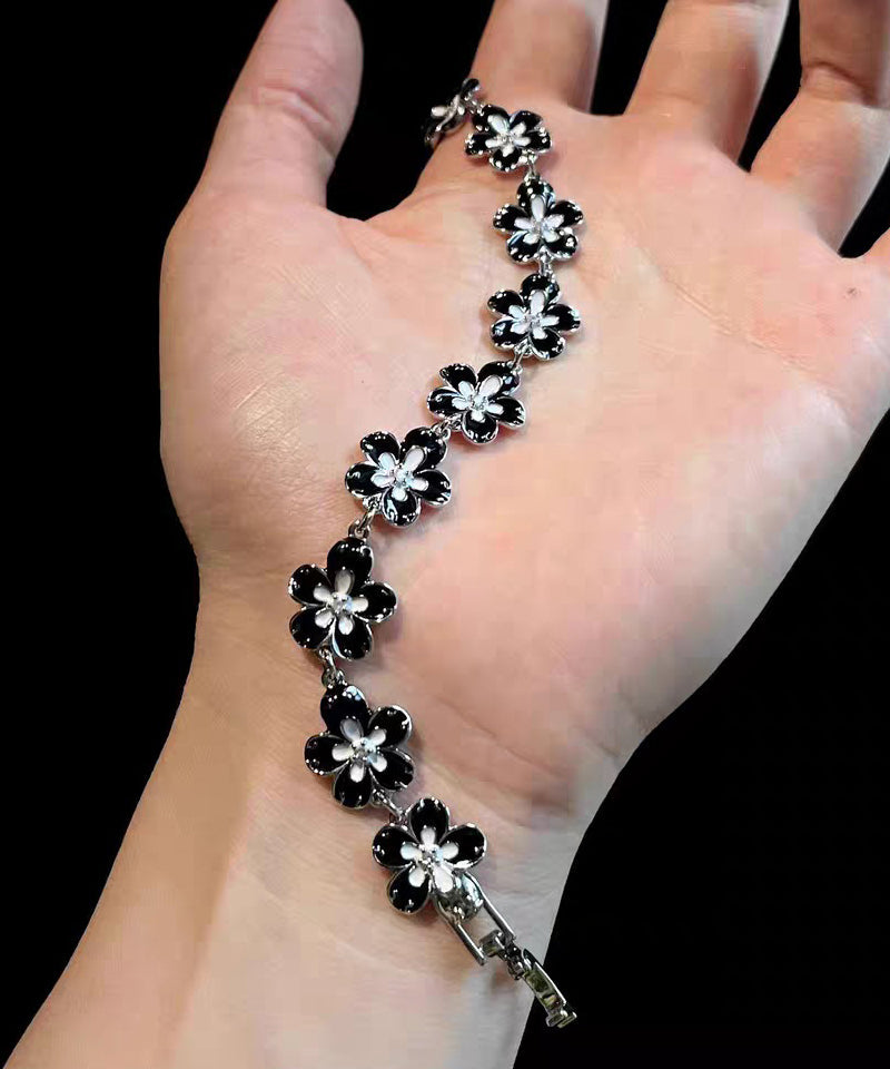 Stylish Pink Floral Gold Plated Chain Bracelet - Omychic