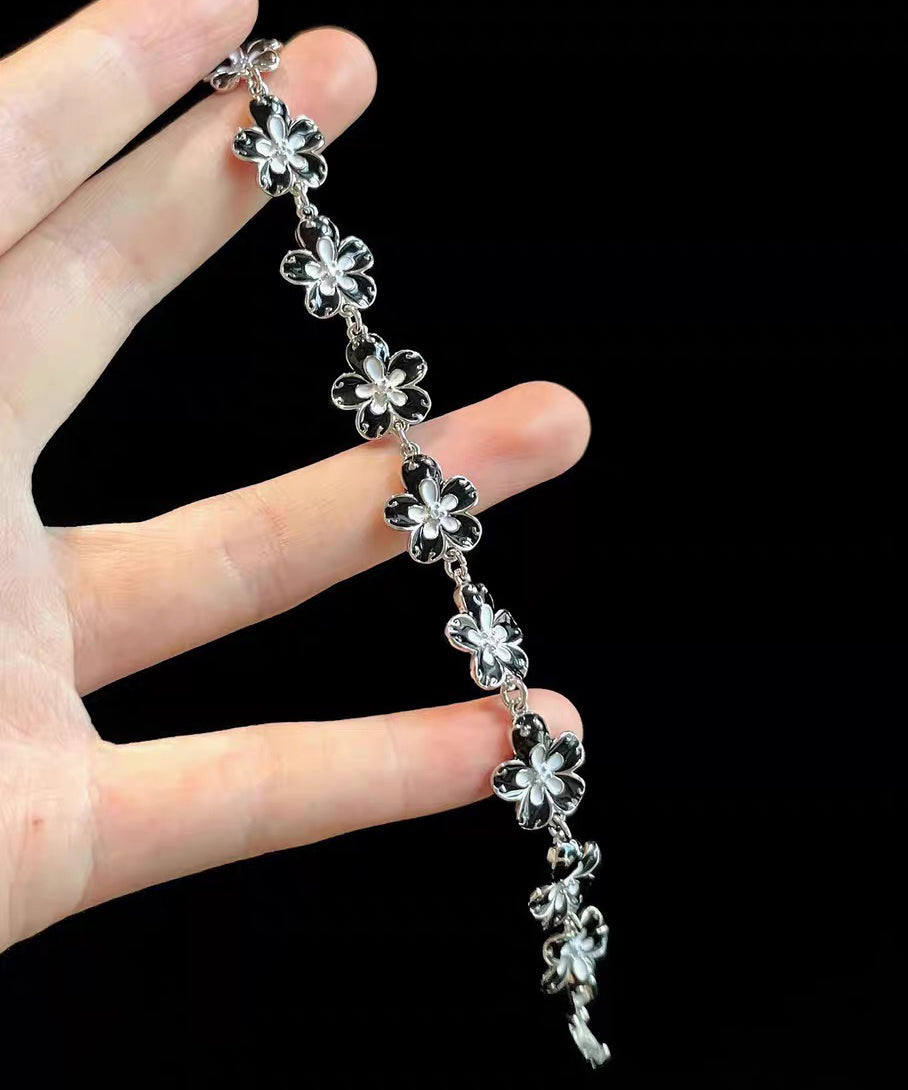 Stylish Pink Floral Gold Plated Chain Bracelet - Omychic