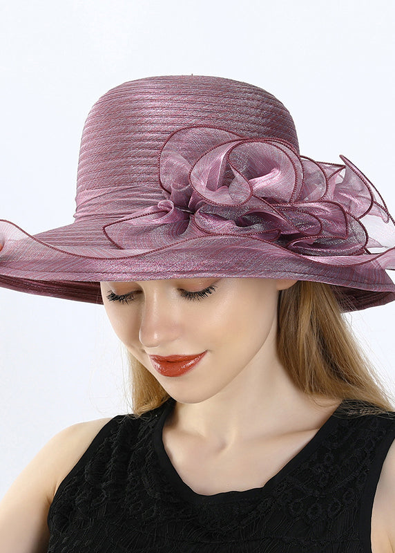 Stylish Purple Floral Organz Bucket Hat