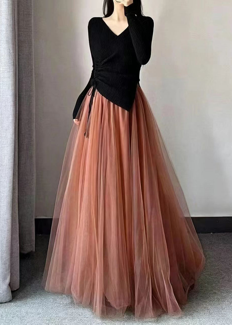 Stylish Purple High Waist Exra Large Hem Tulle Skirt Fall