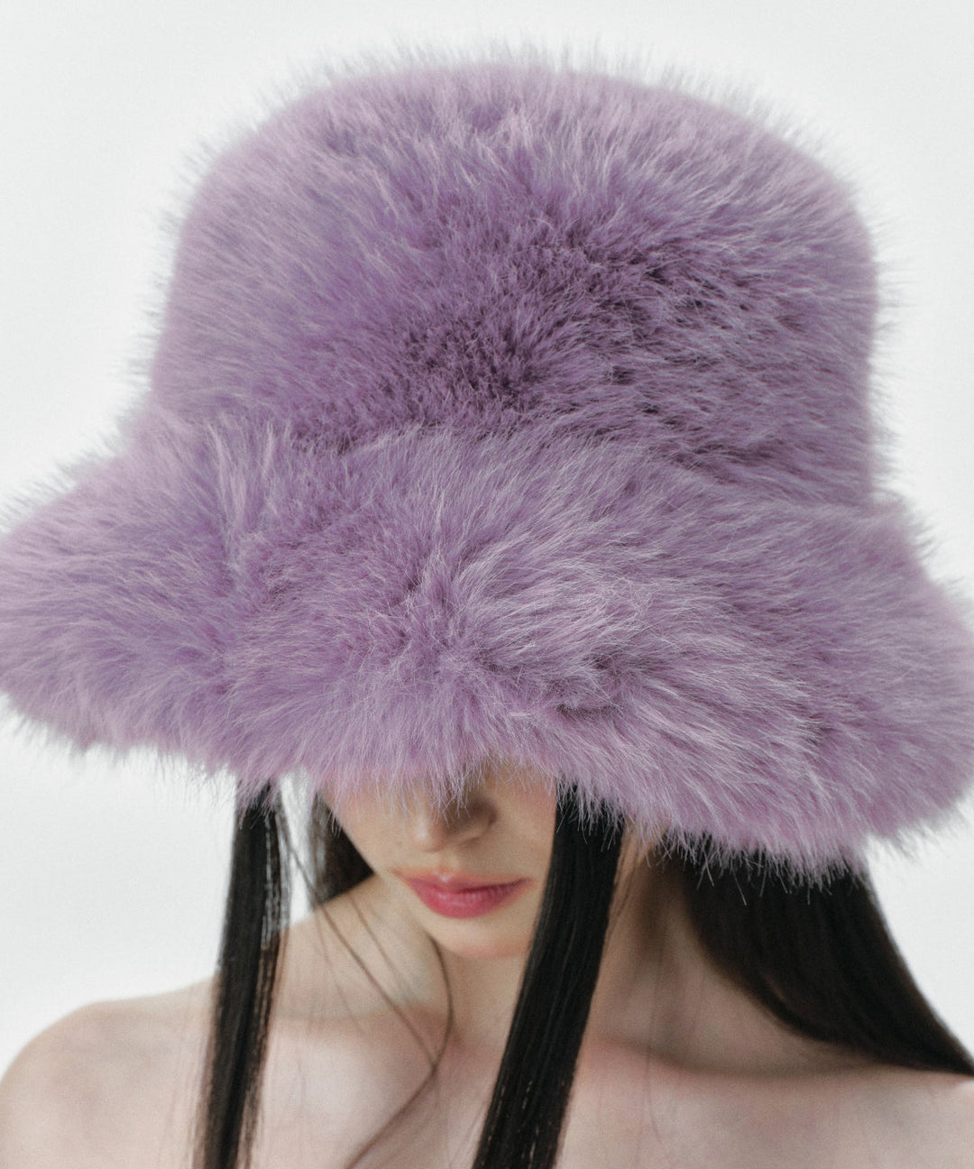 Stylish Purple Thick Warm Faux Fur Bucket Hat
