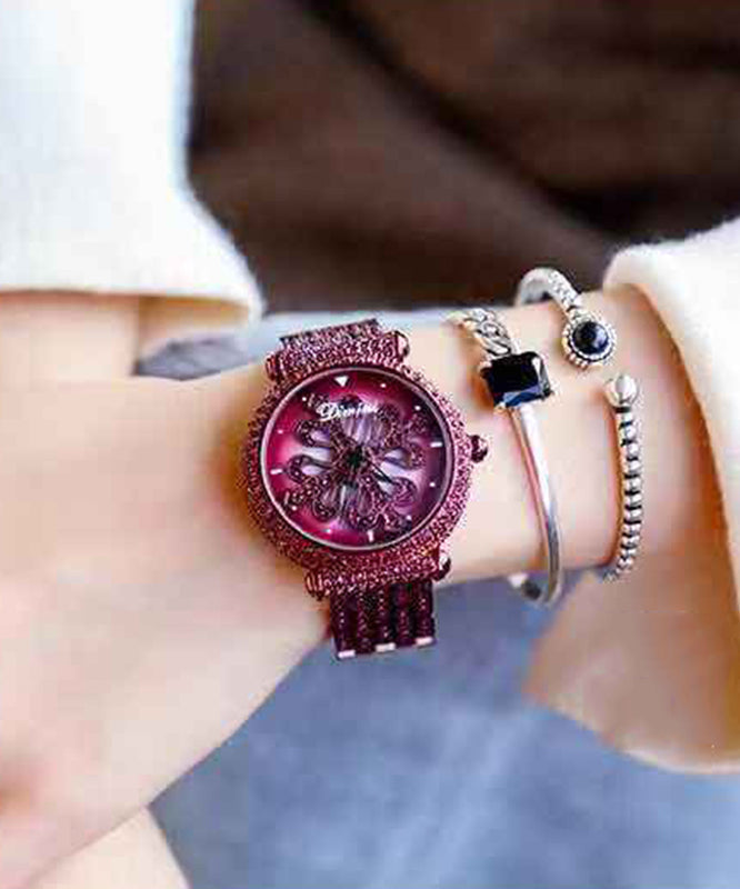 Stylish Purple Titanium Alloy Hardlex Crystal Waterproof Watch
