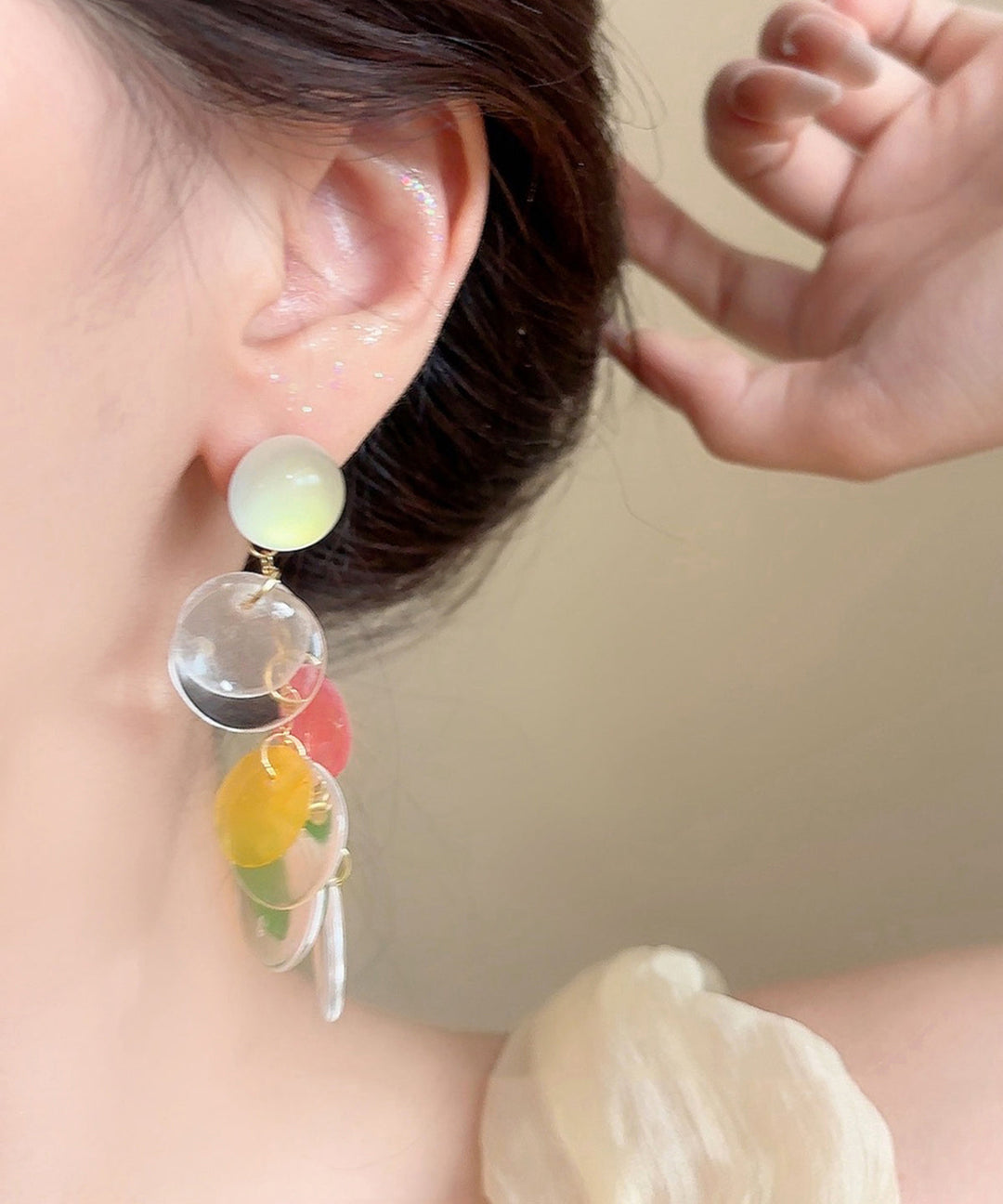 Stylish Rainbow Acrylic Shell Tassel Drop Earrings