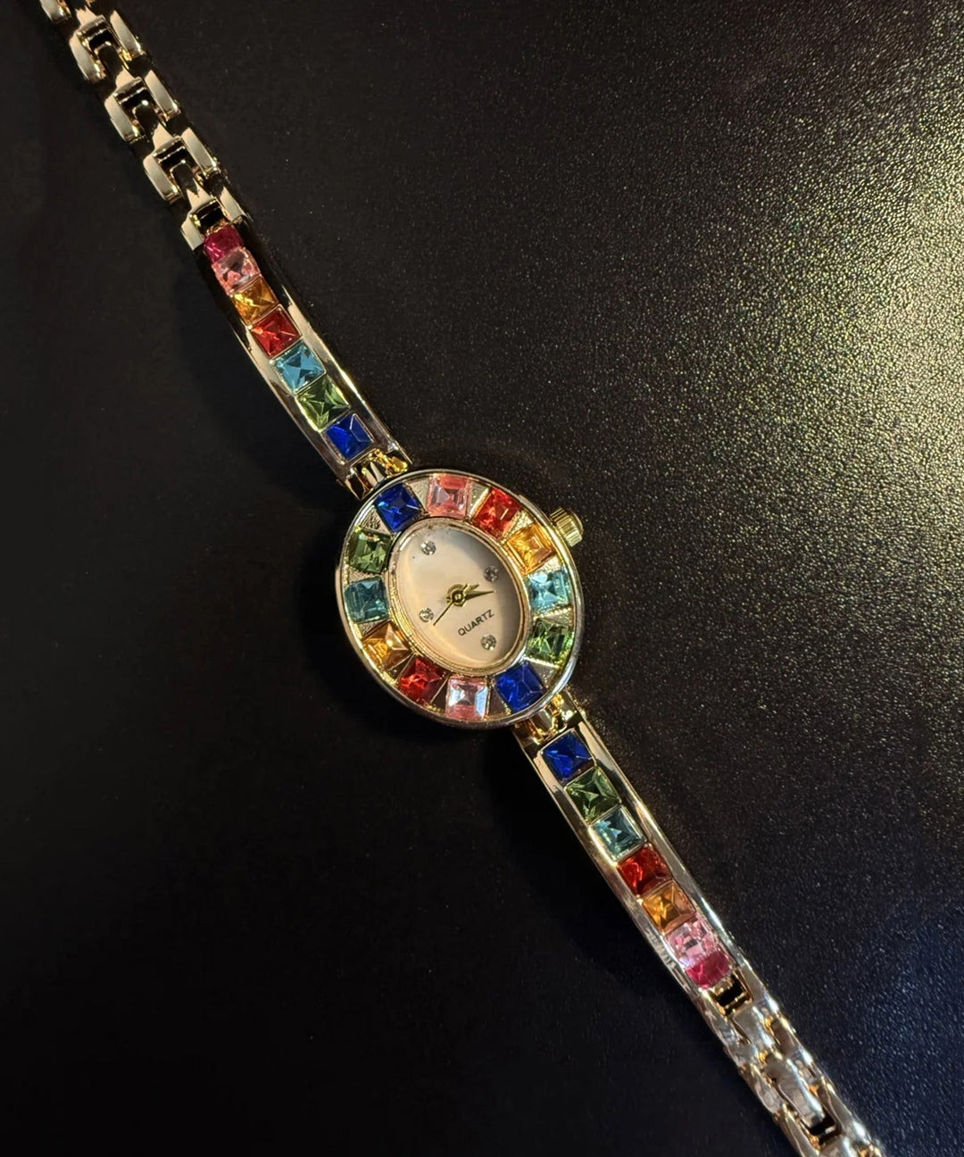Stylish Rainbow Alloy Zircon Gem Stone Watches
