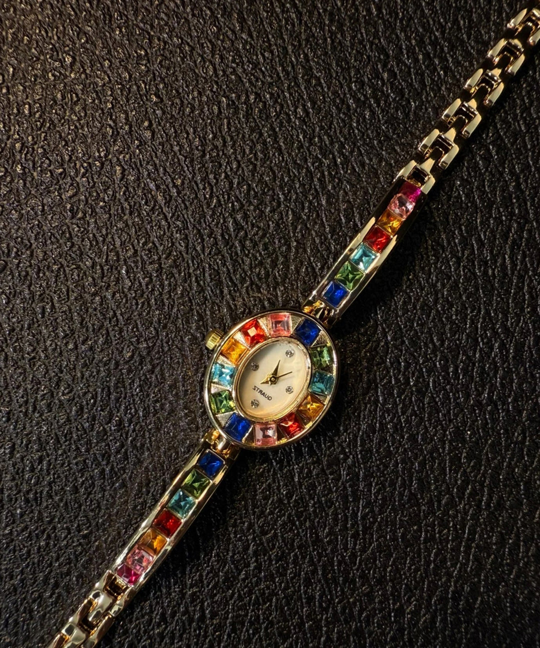 Stylish Rainbow Alloy Zircon Gem Stone Watches