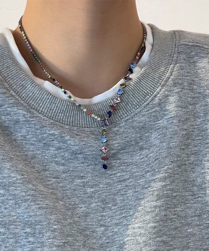 Stylish Rainbow Copper Alloy Zircon Pendant Necklace