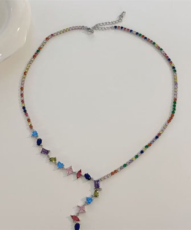 Stylish Rainbow Copper Alloy Zircon Pendant Necklace