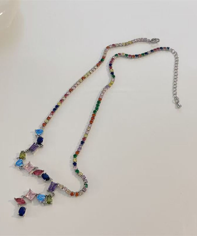 Stylish Rainbow Copper Alloy Zircon Pendant Necklace