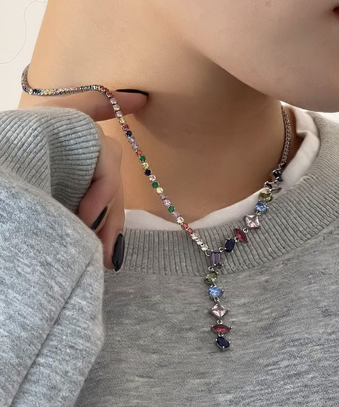 Stylish Rainbow Copper Alloy Zircon Pendant Necklace