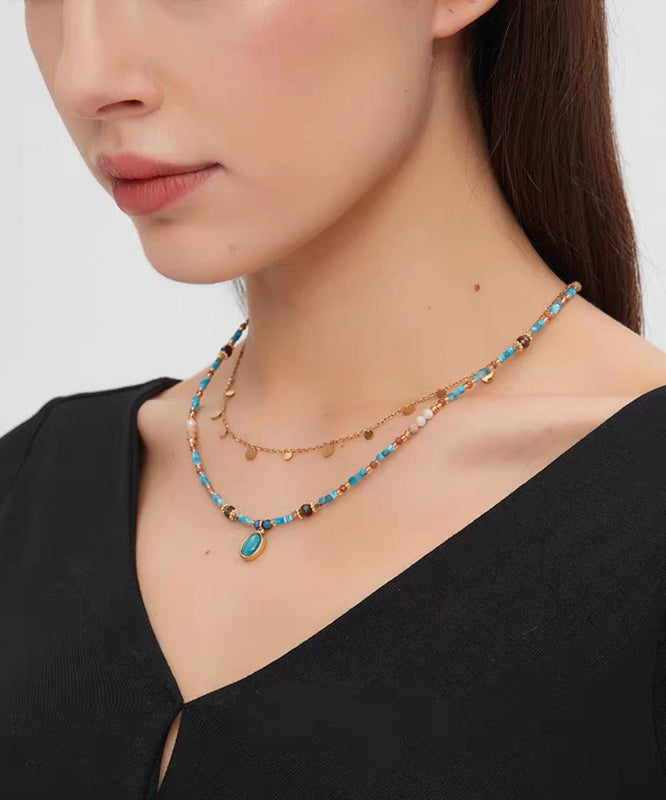 Stylish Rainbow Stainless Steel Crystal Cat's Eye Beading Pendant Necklace