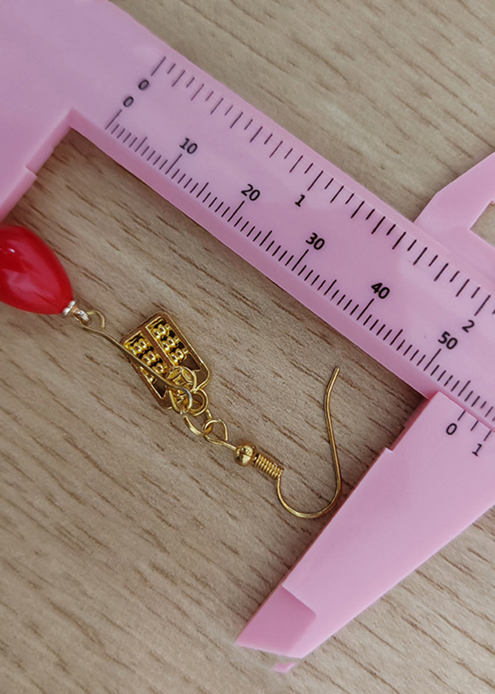 Stylish Red Coral 14K Gold Abacus Drop Earrings - Omychic