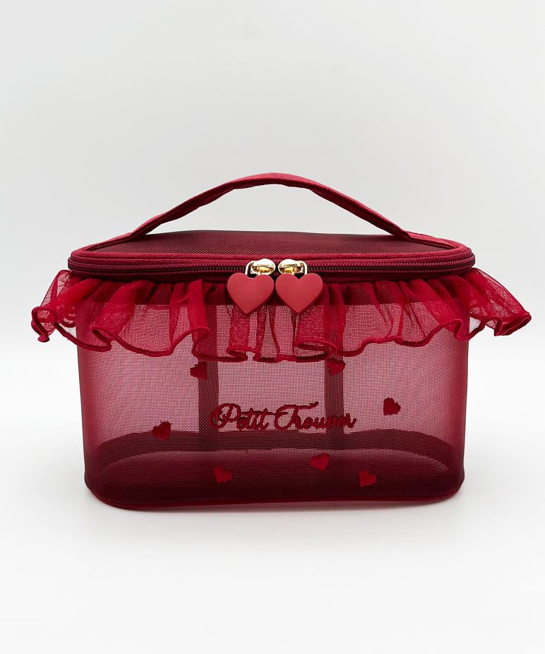 Stylish Red Ruffled Embroideried Tulle Tote Handbag