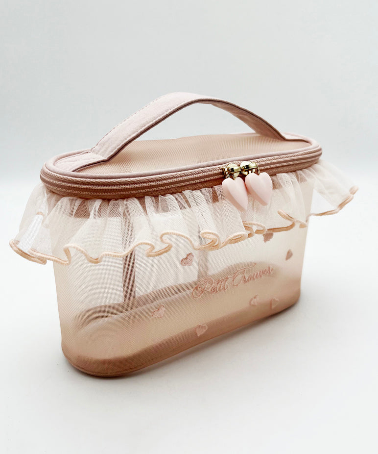 Stylish Red Ruffled Embroideried Tulle Tote Handbag