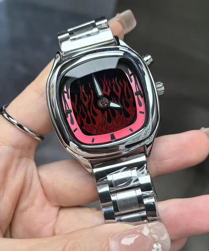 Stylish Red Stainless Steel Dynamic Flame Men Watches - Omychic