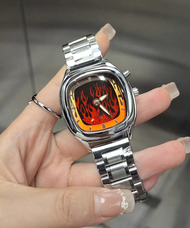 Stylish Red Stainless Steel Dynamic Flame Men Watches - Omychic