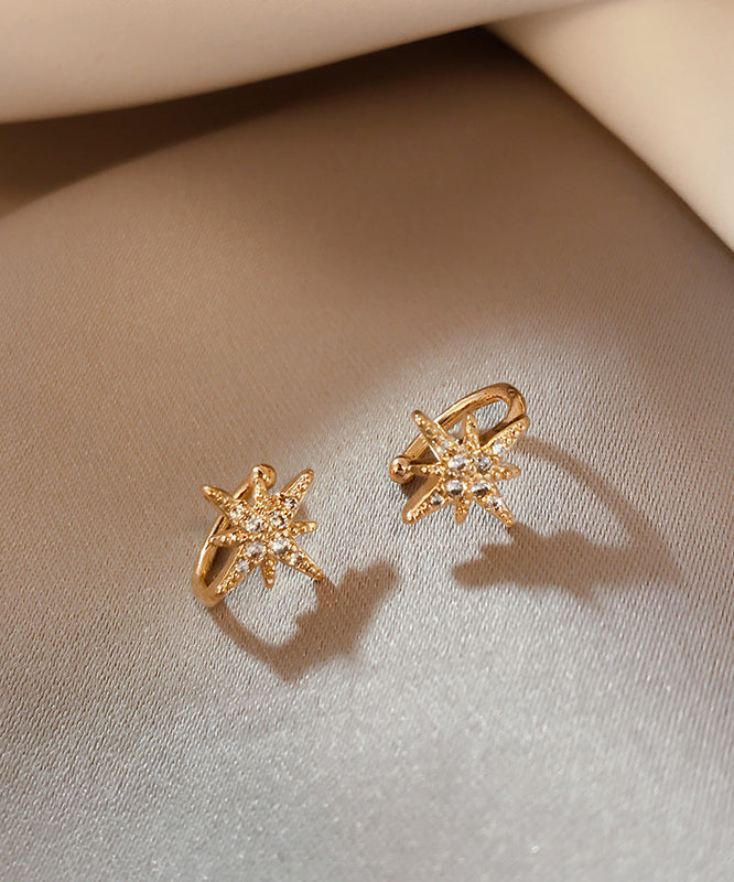 Stylish Rose Gold Copper Overgild Zircon Hexagram Stud Earring