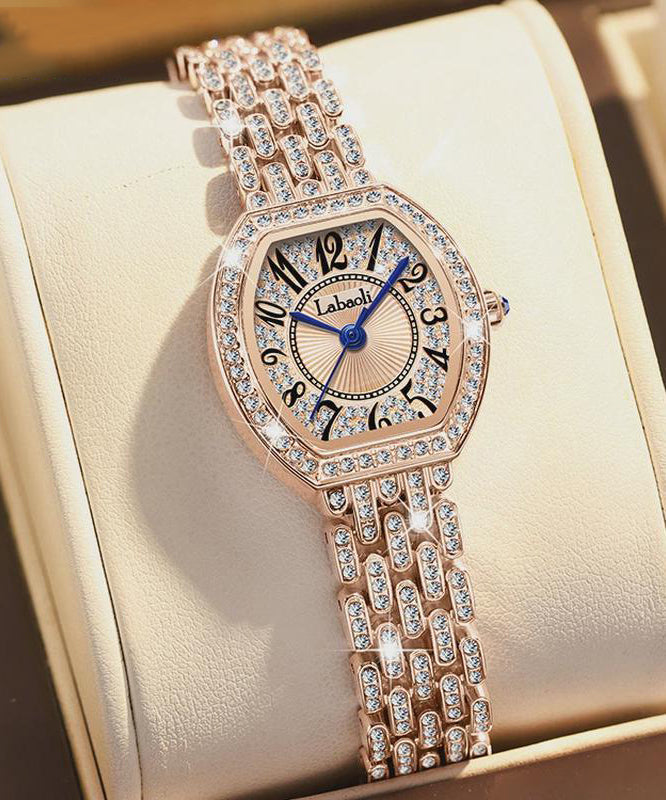 Stylish Rose Stainless Steel Zircon Quartz Movement Watches