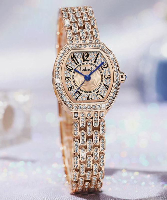 Stylish Rose Stainless Steel Zircon Quartz Movement Watches