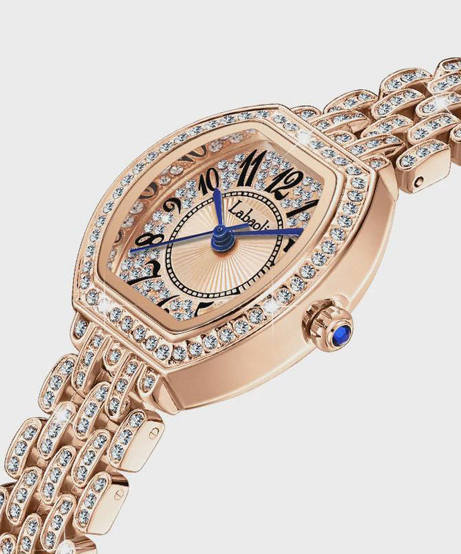 Stylish Rose Stainless Steel Zircon Quartz Movement Watches
