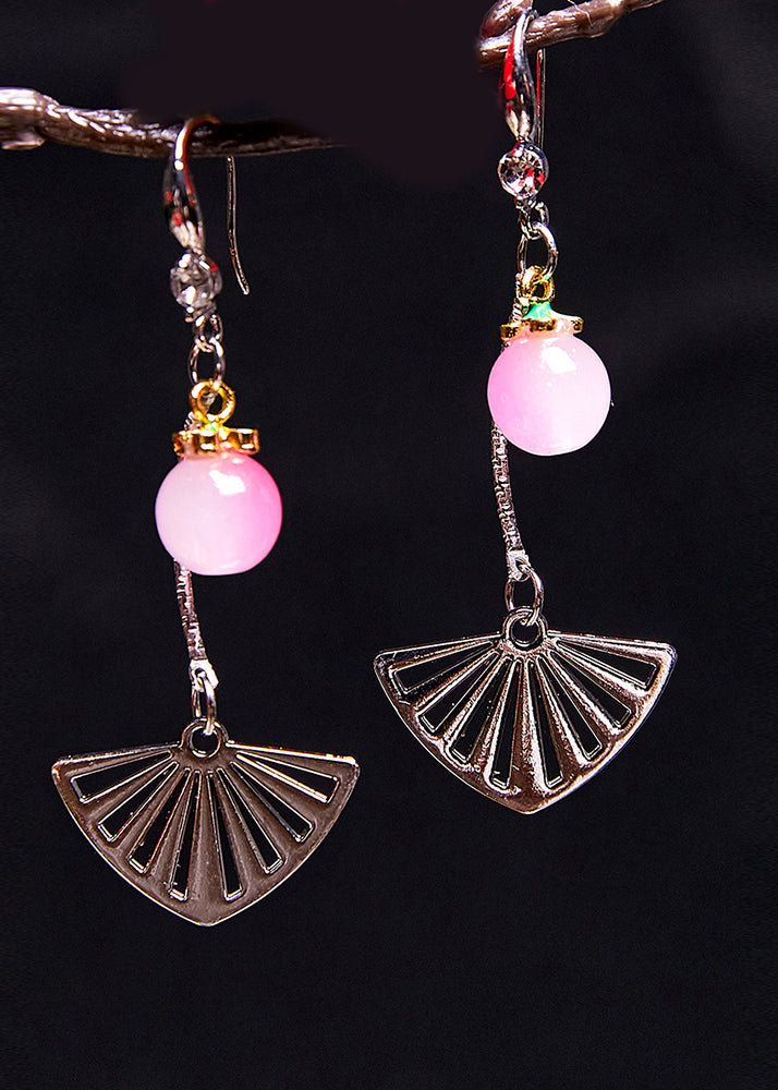 Stylish Sector Stainless Steel Gradient Color Crystal Drop Earrings