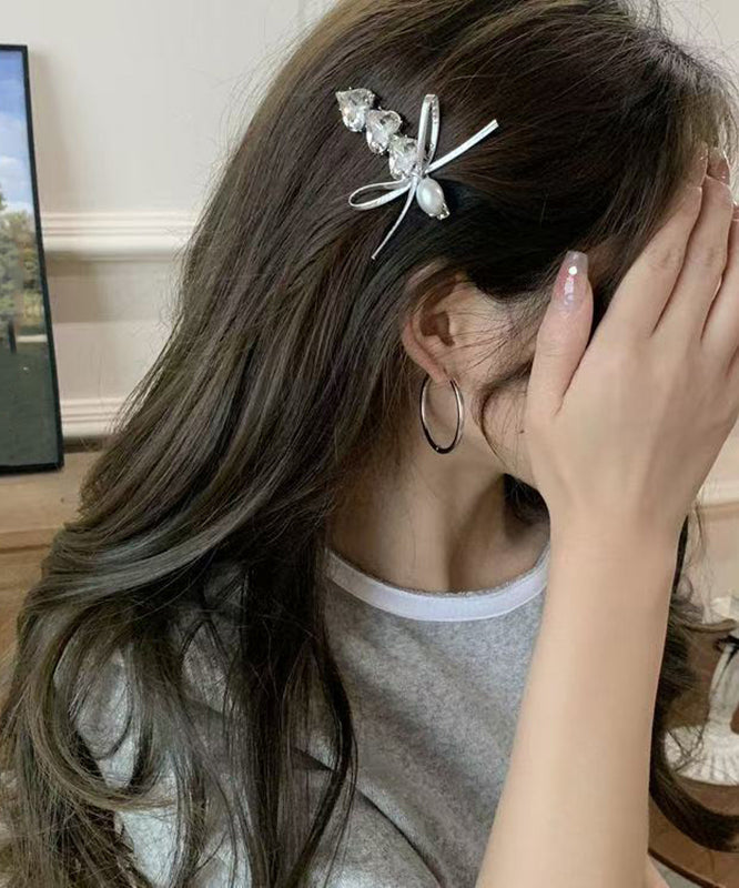 Stylish Silk Alloy Zircon Love Hairpin