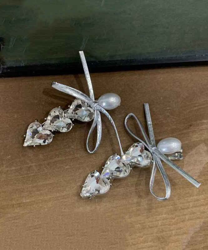 Stylish Silk Alloy Zircon Love Hairpin