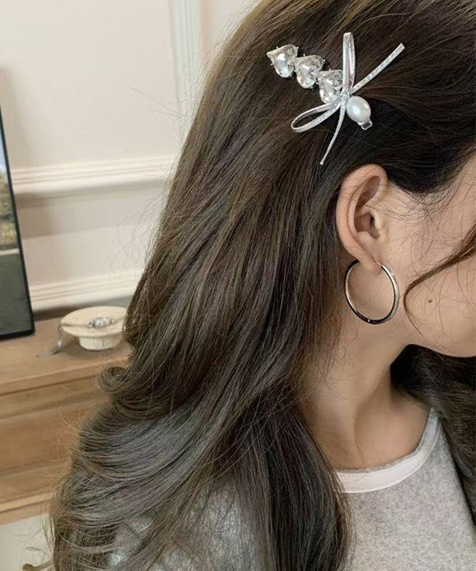 Stylish Silk Alloy Zircon Love Hairpin