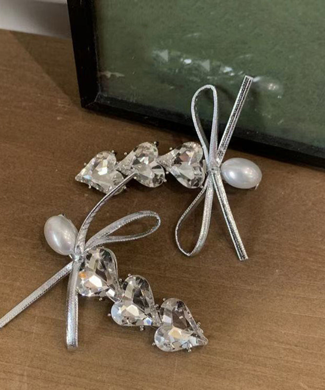 Stylish Silk Alloy Zircon Love Hairpin