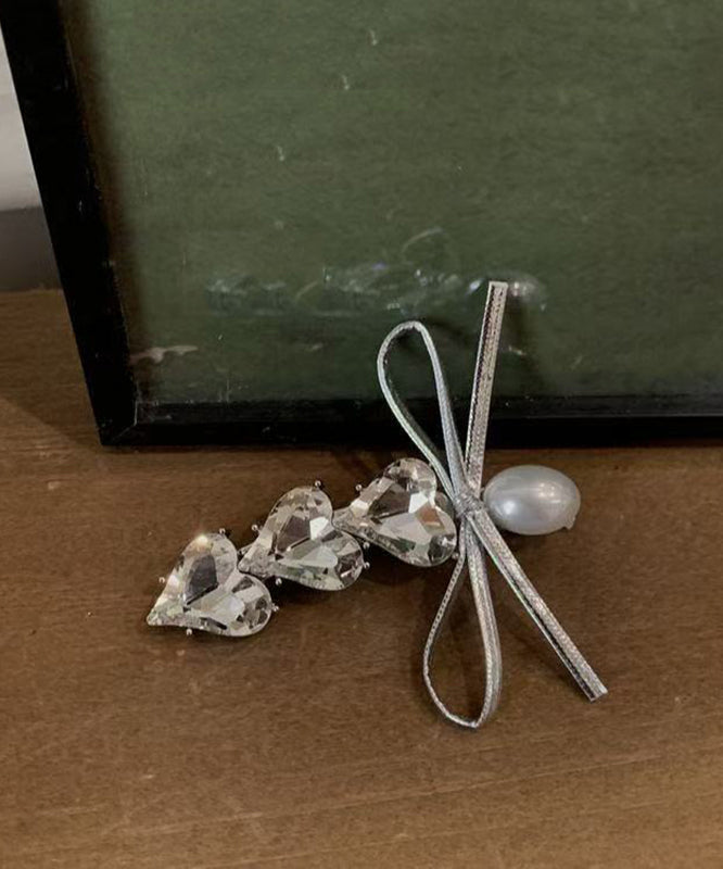 Stylish Silk Alloy Zircon Love Hairpin