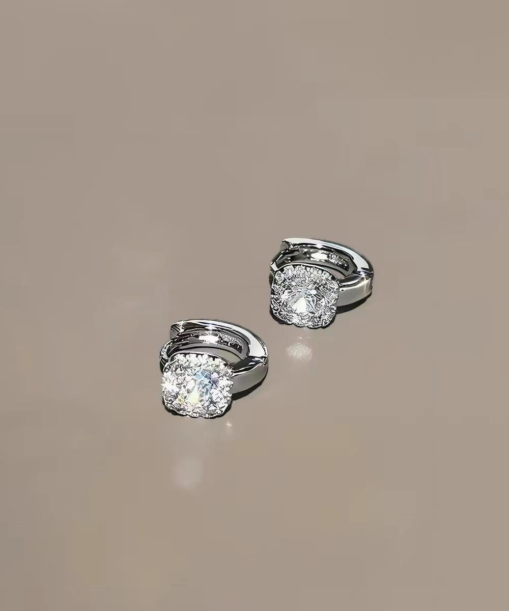 Stylish Silk Alloy Zircon Silver Needle Stud Earrings