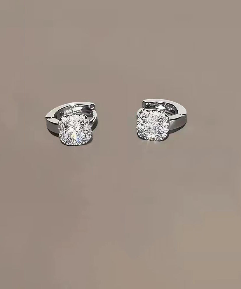 Stylish Silk Alloy Zircon Silver Needle Stud Earrings