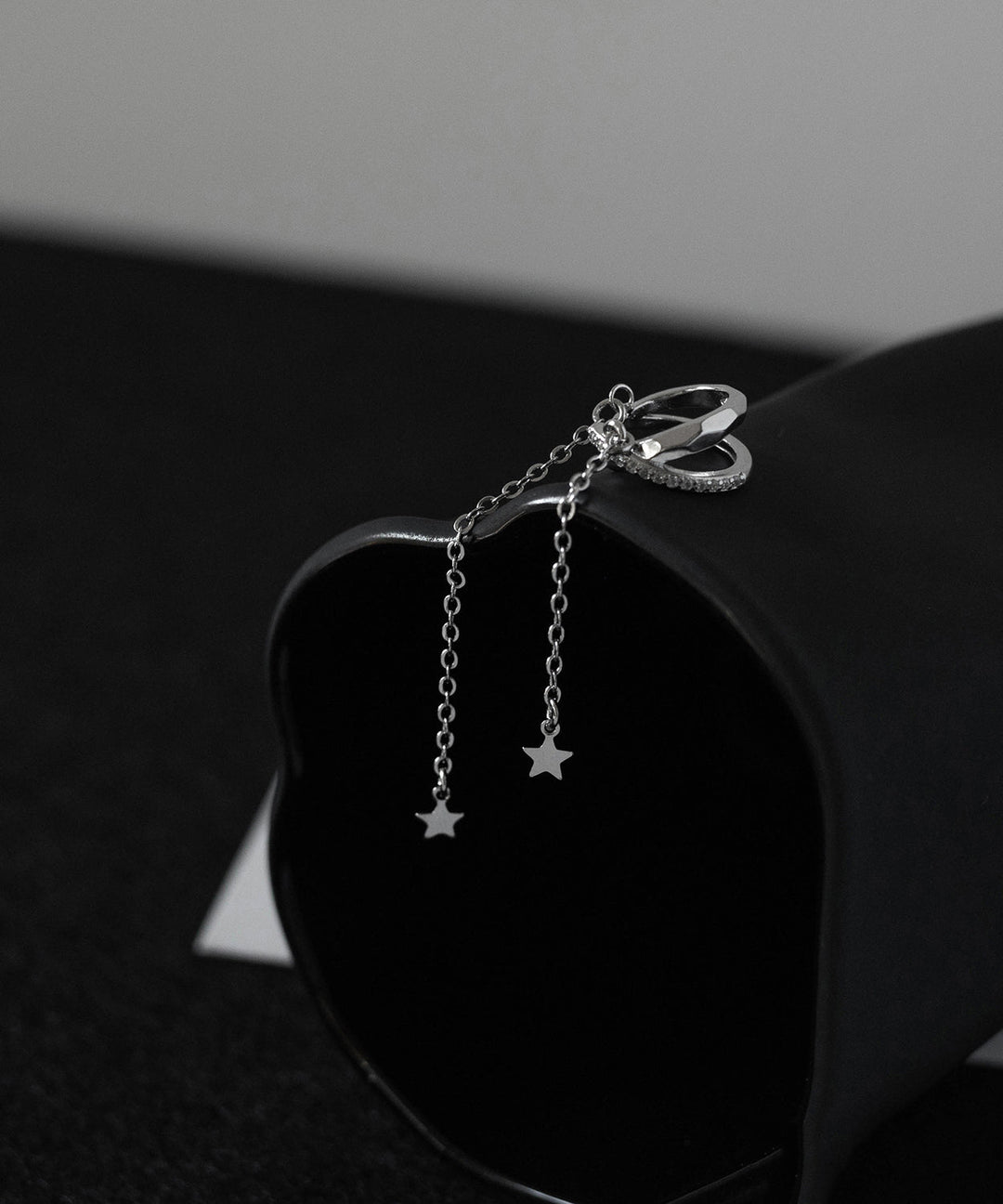 Stylish Silk Copper Zircon Star Tassel Drop Earrings