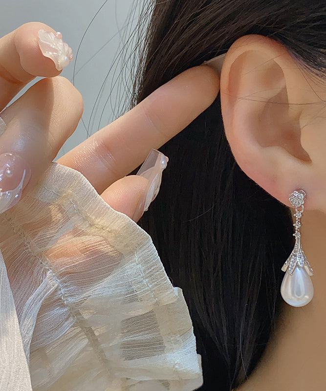 Stylish Silk Copper Zircon Water Drop Drop Earrings