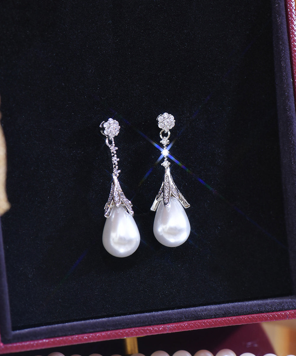 Stylish Silk Copper Zircon Water Drop Drop Earrings