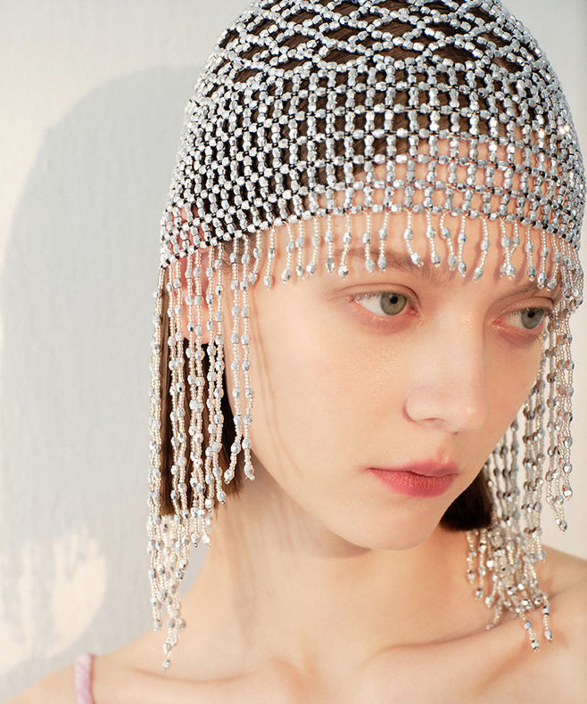 Stylish Silk Hollow Out Tassels Alloy Hat