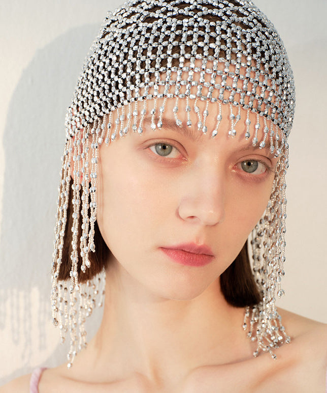 Stylish Silk Hollow Out Tassels Alloy Hat