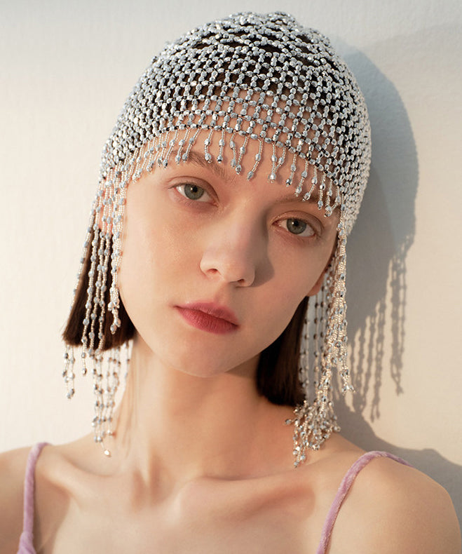 Stylish Silk Hollow Out Tassels Alloy Hat