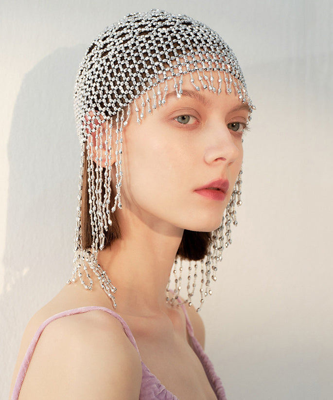 Stylish Silk Hollow Out Tassels Alloy Hat