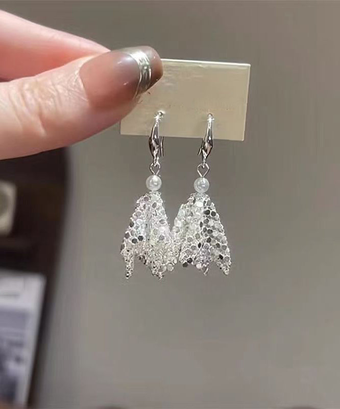 Stylish Silk Metal Zircon Sequins Drop Earrings