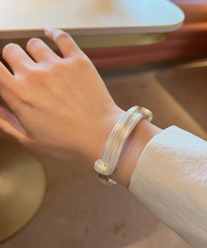 Stylish Silk Sterling Silver Chain Chain Bracelet Two-Piece Set