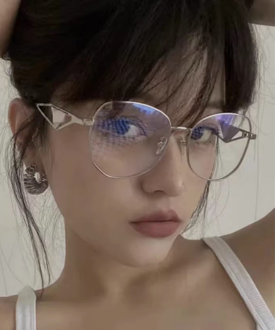 Stylish Silk Titanium Alloy Polygon Blue Light Blocking Full Frame Reading Glasses