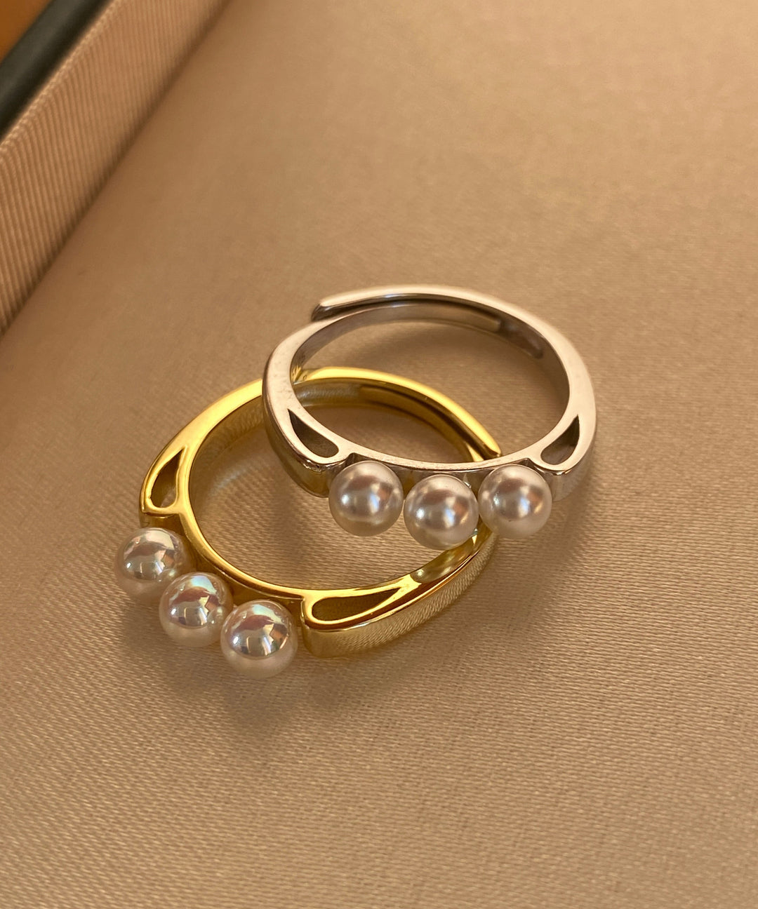Stylish Silver Nail Pearl Gilding Rings