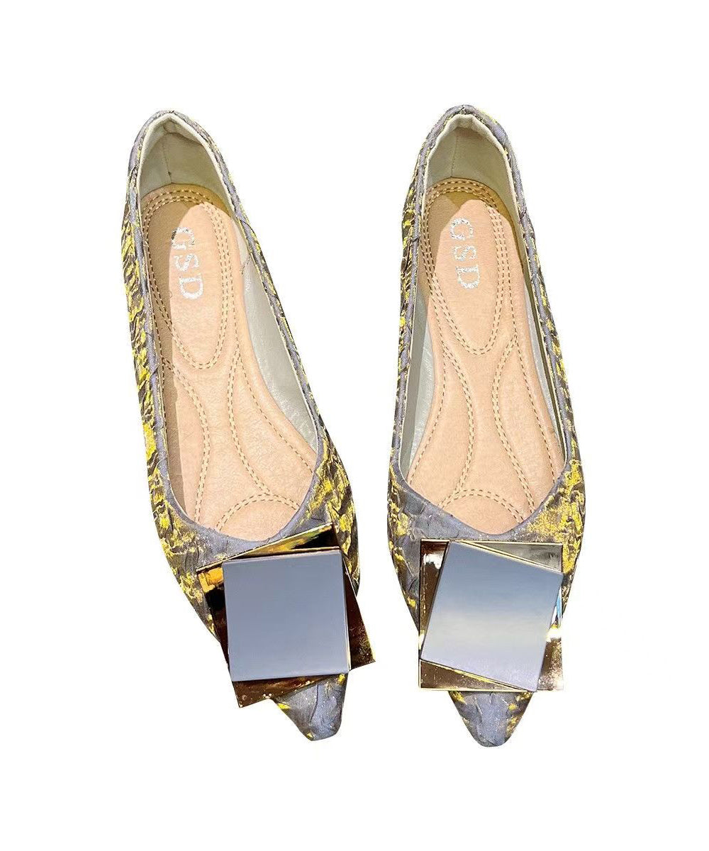 Stylish Splicing Flats Blue Satia Pointed Toe Sequined