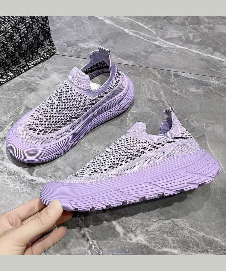 Coffee Splicing Platform Breathable Soft Flat Shoes TE005