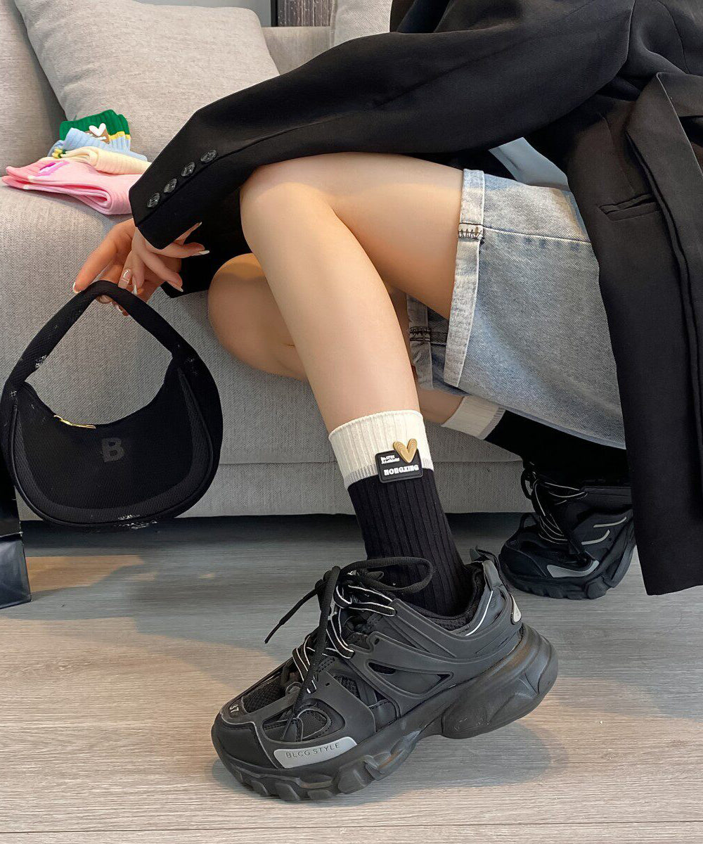 Stylish Sweet Color blocked Cotton Crew Socks