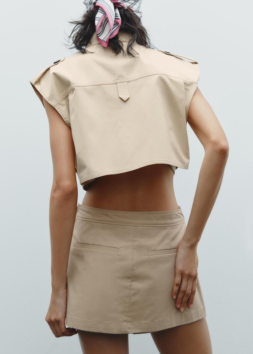 Stylish Top And Short Skirts Cotton Two Pieces Set Summer
