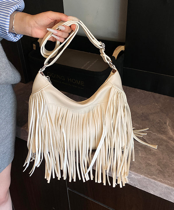 Stylish Versatile Black Tassel Faux Leather Shoulder Bag